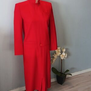 Vintage Tom D'auria red wool maxi dress